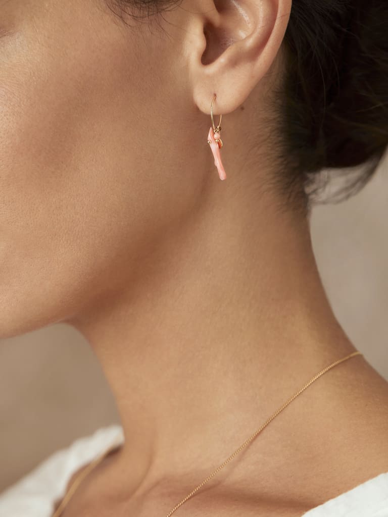 Pink Coral branch Mono earring