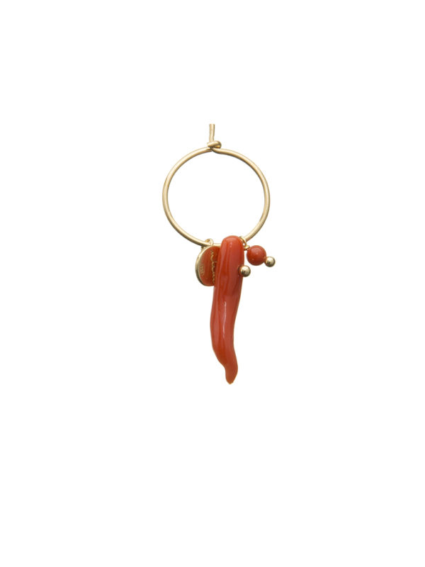 Red Coral horn Mono earring - Nianì