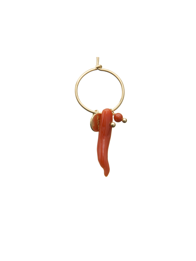 Red Coral horn Mono earring